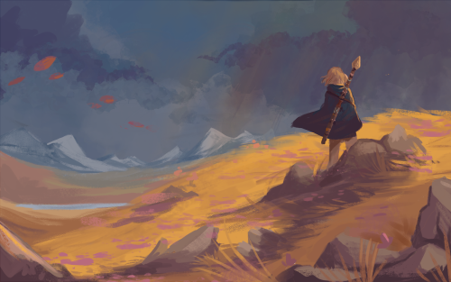 the first in a series I want to do where I paint the landscapes that my character visits over her st