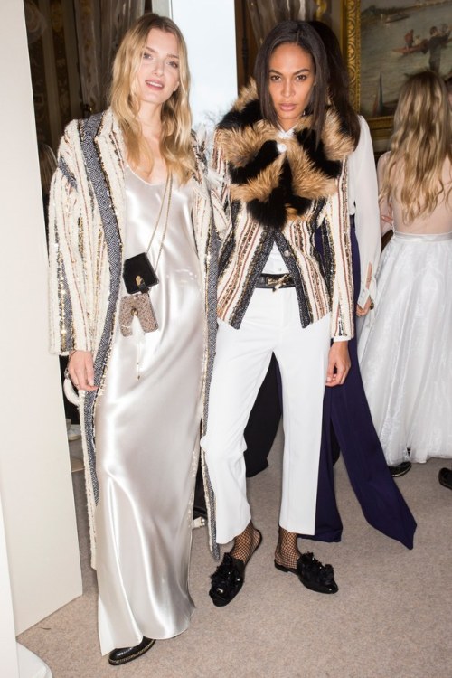 fistfulofpower:Joan Smalls &amp; Lily Donaldson backstage @ Lanvin F/W 2017.