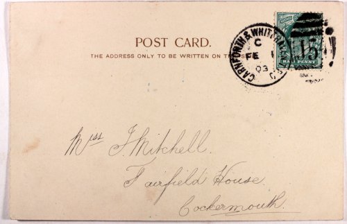 Early Postcard postmarked 1903the undivided back is for the address only - there was a small space f