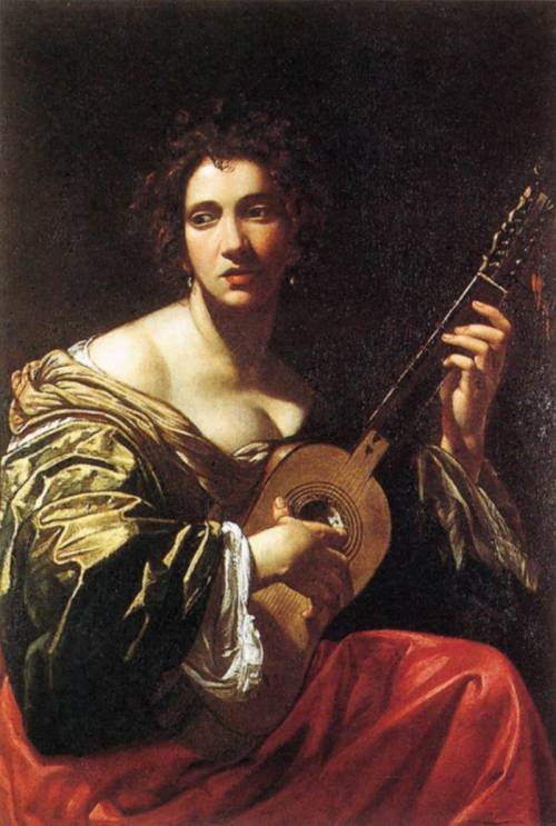 Woman Playing a Guitar, Simon Vouet, 1621-22