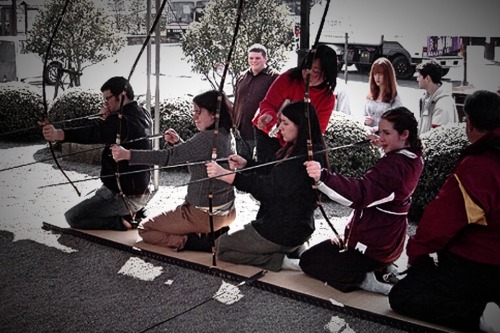 Shihan mato Original military arts in my place Miyazaki. Very soft bamboo archery is used in Shihanm