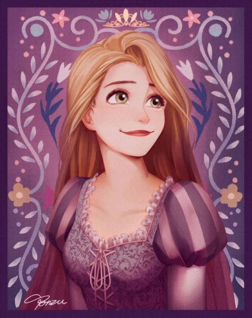 littleprincessfullawuv:princessesfanarts:Rapunzel by PONZUxPONZU She so pretty