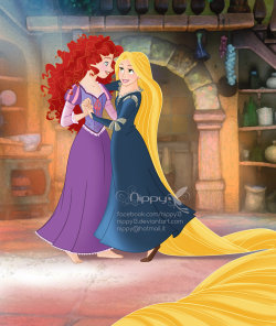 theyaoiyurialliance:  Rapunzel and Merida by Nippy13 Posted with permission.  :3 Awww so pretty!! 