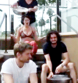 goldenfools:  Lena Headey, Kit Harington &amp; Nikolaj Coster-Waldau doing the
