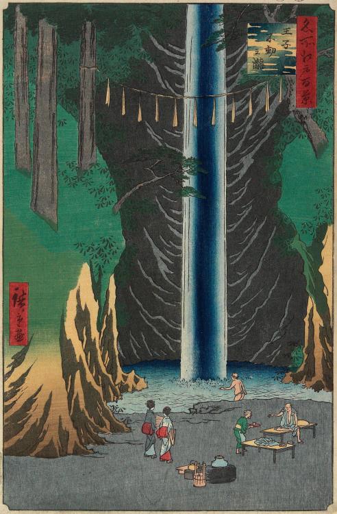 Hiroshige - Fudō Falls in Ōji (1857)