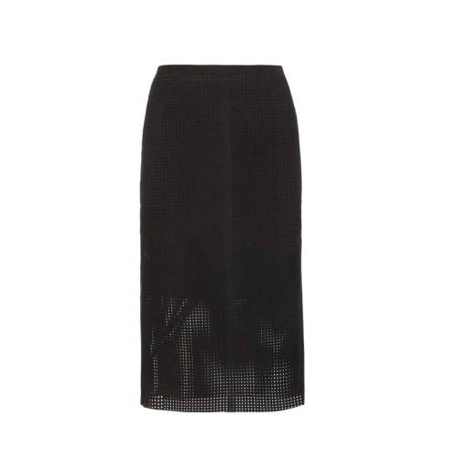 Perforated suede pencil skirt