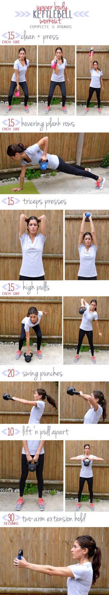 gymgirls123:  Upper Body Kettlebell Workout — targets shoulders, upper back, chest