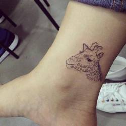 cutelittletattoos:  Giraffe head tattoo on the right inner ankle. Tattoo artist: Hongdam