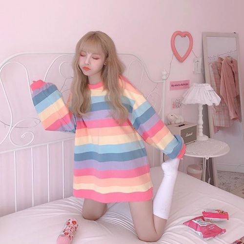 Pastel Rainbow Pullover On sale for $23.90 USD from luckypeachshop.com! We ship worldwide for free F