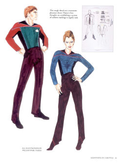 stra-tek:If you don’t know, you should know: These are William Ware Theiss’ original uniform designs for Star Trek: The Next Generation (The Art of Star Trek by Judith and Garfield Reeves-Stevens, 1997)