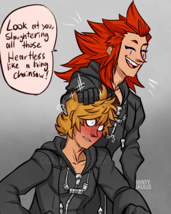 crescendoingbisexualyelling:  More of the Roxas has a Huge Crush on Axel in Days stuffDo not repost or use anywhere without proper credit. Asked permission is preferred.