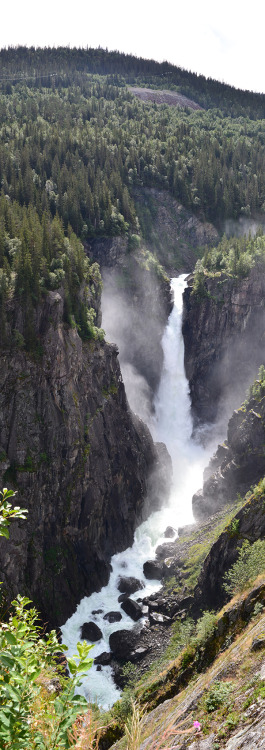 Rjukanfossen. 104 metres or 341 feet. Its usually not &ldquo;on&rdquo; because they use it for power