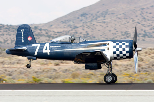 flying-fortress:  F2G Super Corsair “Race 74” lifts of at the 2011 Reno Air Races 