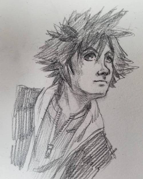 Drew this dweebus on my break at work. #kingdomhearts #sora #pencil #drawing #sketch