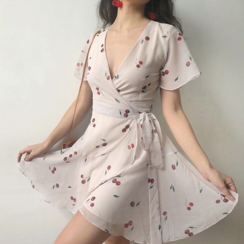 cherry wrap dress