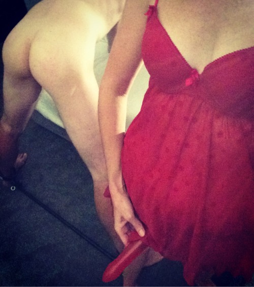 stillnotonthetest:  thenewlovetobepegged:  iwantahotblonde:  Tuesday night fun with my slave @magicdaddy. All caged up, he took his spanking like a pro, then gave me a good licking, then I gave him a great pegging. Always hot to fuck him with my strapon.