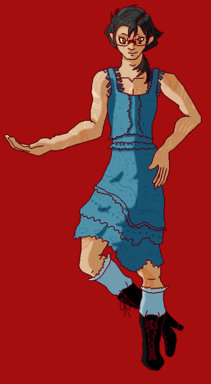 And a spitefully drawn Ash in a dress. More specifically my version of Adult Ash. I tried my best. A