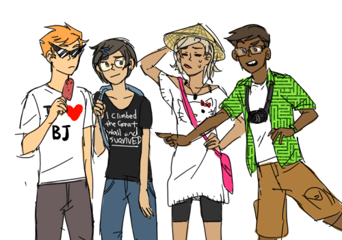 jakeebubbles:ALPHAS IN CHINAalso dirks shirt does indeed say “I <3 BJ"for those who do not k
