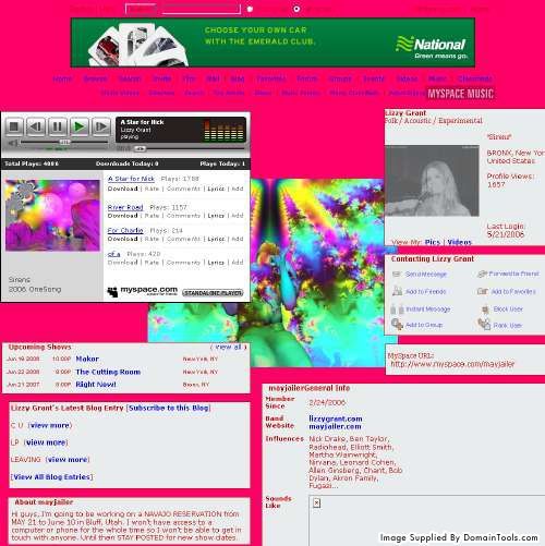 like a sad party — lizzy grant/lana del rey myspace screenshots