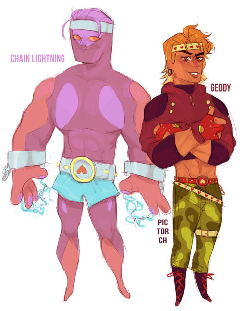 my new jojo oc Geddy and his stand Chain Lightning