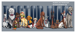 azachontitan:  kabutocub:  tee-kyrin:  Here it is! The complete set of Dogtors! This will be available as a print as well as each Dogtor individually. I’ll be at Megacon and Florida Supercon. I’ll also be listing things on etsy; follow my facebook