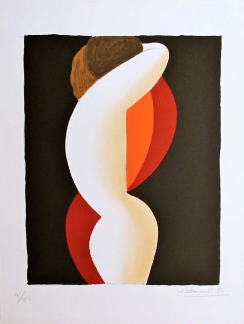 Couple enlacé.Lithographie.49.5 x 64 cm.Art by Villemot.(1911-1989).