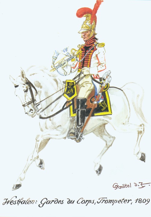 king-of-gilboa: Plate 25. Westphalia, Garde du Corps, Trumpeter, Full Dress, 1809 This impressive un