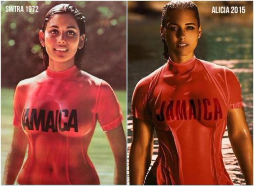 56blogscrazy: Alicia Keys remakes Jamaica Tourists Board’s famous 1972 poster of Sintra Arunte