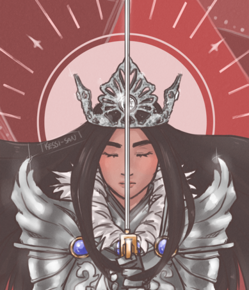 Preview of My Sara piece for the  @yurionicetarotproject! I’m doing queen of swords :3c