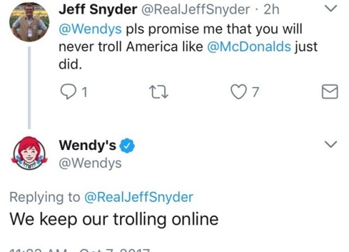 grimphantom2: coonfootproductions:  saltikitti: McDonalds basically scammed a bunch of people with their Szechuan Sauce, Wendy’s is taking full advantage of it, and I am LIVING This is extra funny to me because I too went to Wendy’s after not getting