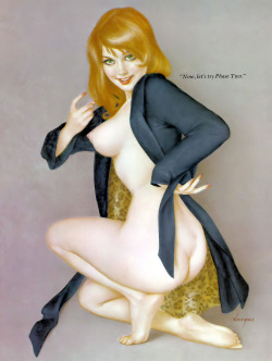 lovethepinups:  Alberto Vargas - Playboy Magazine Vargas Girl February 1972 - “Now, let’s try Phase Two.”