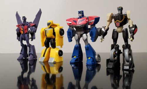 Transformers Animated Legends class Starscream, Bumblebee, Optimus Prime and Prowl.