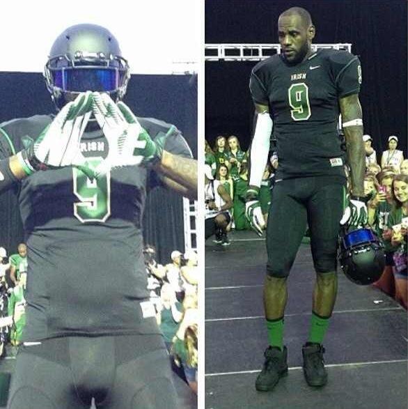 fuckyealebronjames:  Bron showcasing the new jerseys the St. Vincent–St. Mary