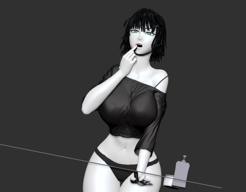 thegoldensmurf: thegoldensmurf:  3D Fubuki getting ready - WIP Based on Murata’s drawing. 360° video here:   Tried quickly to make some render test on keyshot, and while I was adding some materials, I randomly put the mirror one on the ground. Oh