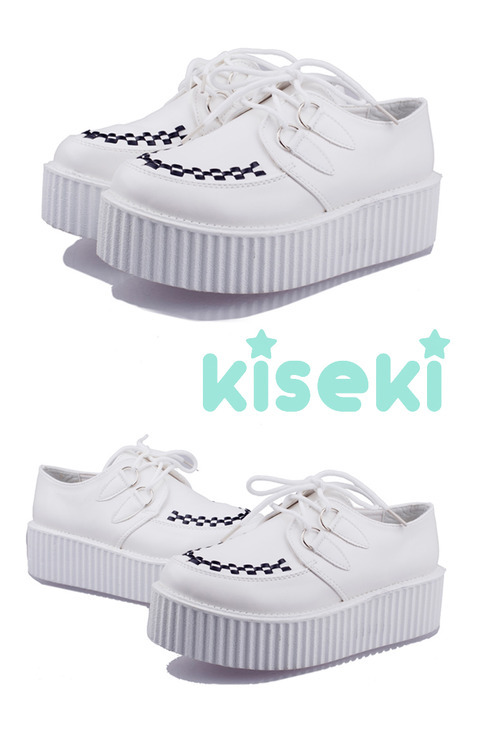 White Black / White Creepers Shoes Platform Shoes Flatform Shoes $35.50 Use the code CHINAPASTEL to 