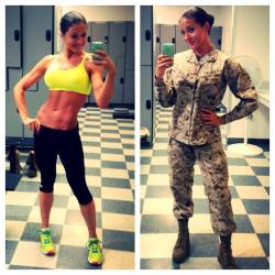 marinewife2469:  Pretty face and nice body on this Marine…now only if there were pics of her in less…