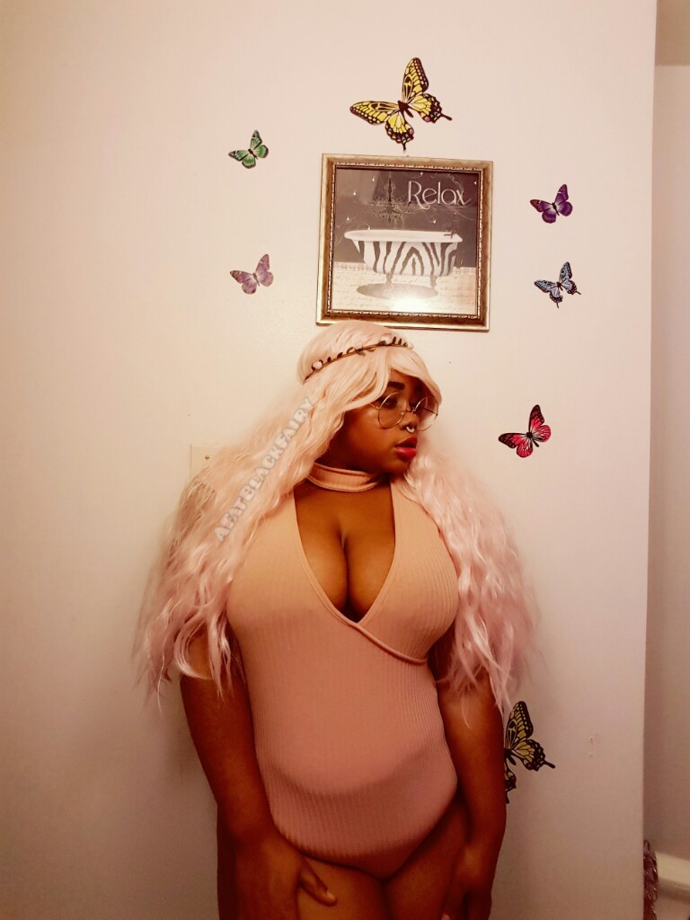 afatblackfairy:  Angelic~ ☄💖😇   Bodysuit: Boohoo (size 18, but it’s super