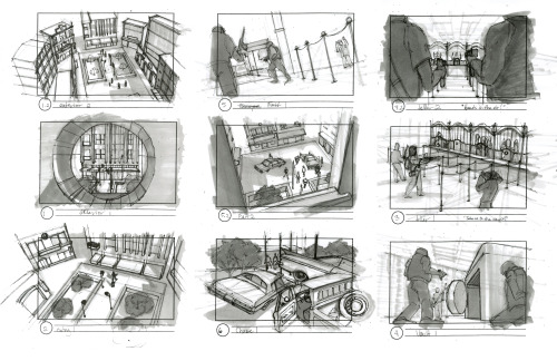 story boards/key frames for a heist story