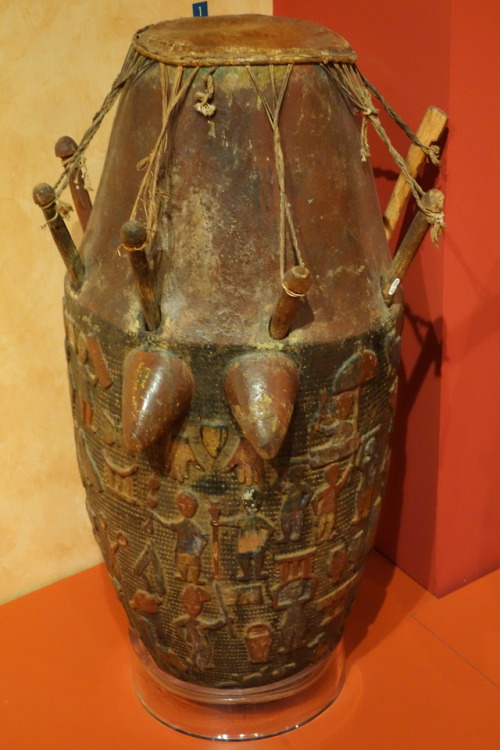 Carved nana osei bonsu drum of the Asante (Ashanti) people, Ghana.  Now in the Glenbow Museum, 