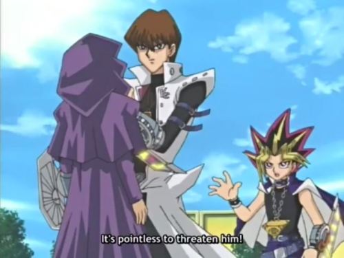 sunsiasdream:  nenya85:  Why Kaiba needs Yami around… I love the way Kaiba just drops him. And Yami’s reaction is so: I guess I should have expected that.  He would have messed him up 