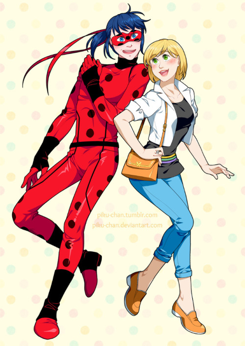 piku-chan: I wonder if this is getting too old and common in this fandom. Squeezes it in another anyway. ᕕ( ᐛ )ᕗ Ladybug has pockets and a belt cos “functionality” but ignore the useless ribbons. Genderbent Marichat and Adrienette gives me