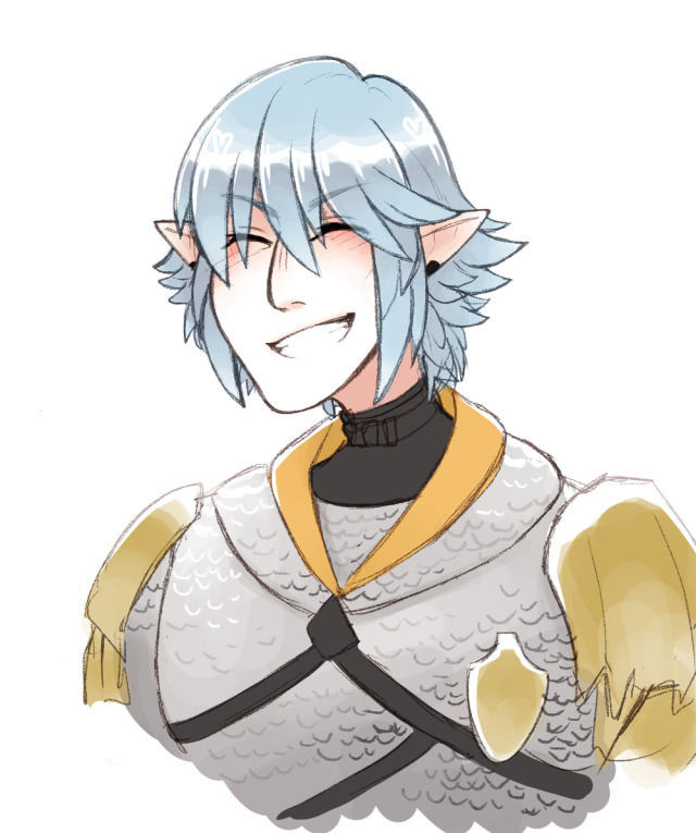 interrupted an ambitious wip to slap some color on an old doodle... all the haurch love this week has filled me with energy #haurchefant greystone#FFXIV #Final Fantasy XIV