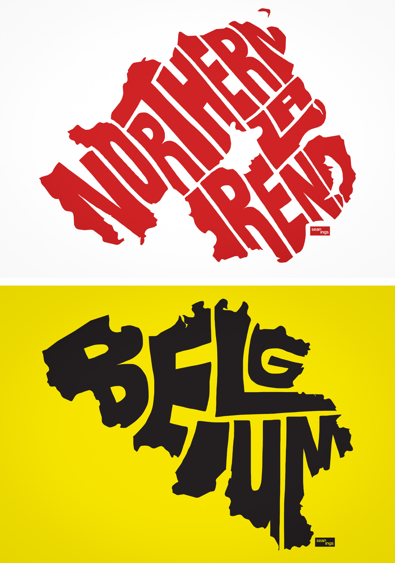 seanings:  Typographic Country Maps Buy These Shirts