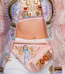 orjasmicfabric:  That is an astronaut. On a fannypack. I can give up now. P.S. Delhi Style Blog has the best detail shots of Manish Arora ss15 !! 