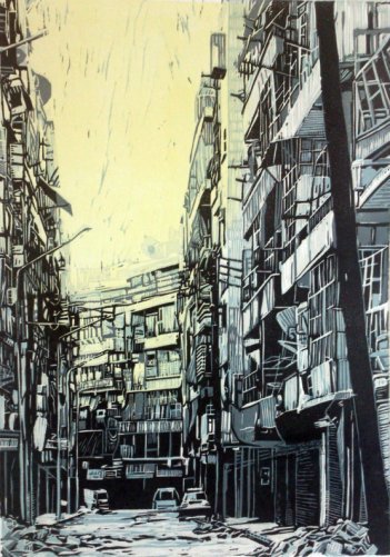 by Jess Buglerfrom the series SyriaAleppo2013reduction linocut /linoleikkaus32 x 42 cm&ldquo;Jes