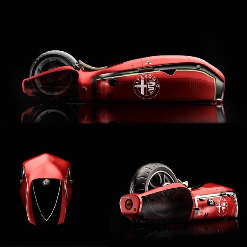 megadeluxe:  From designboom.  “designer mehmet doruk erdem visualizes the alfa romeo ‘spirito’ motorcycle concept.” #Motorcycle #tracker #motorsports #megadeluxe #tw #alfaromeo #concept