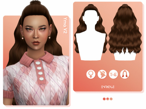 [EnriqueS4] Yma Hairstyle V2New Mesh18 SwatchesAll LodsBase Game CompatibleTeen to ElderWorks with h