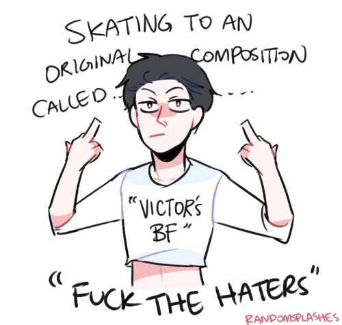 randomsplashes:  randomsplashes:next episode: yuuri shows off his new outfit in the free skating program (based on this post) bonus: victor loves it (yuri doesn’t)