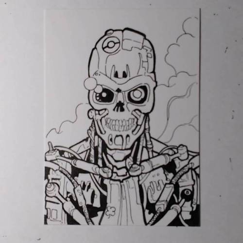 Day 17 #terminator #inktober #inktober2017 #t800 #endoskeleton #skynet #illustration #sketchcard