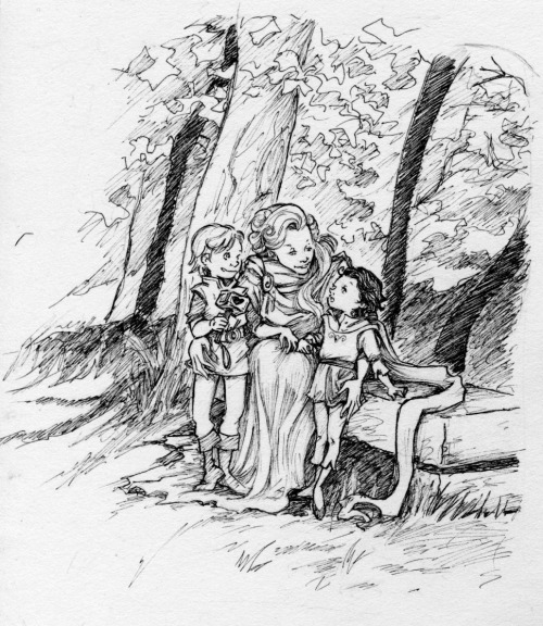 timorpanico: Little Loki and Thor with Frigga. U.U &lt;3 